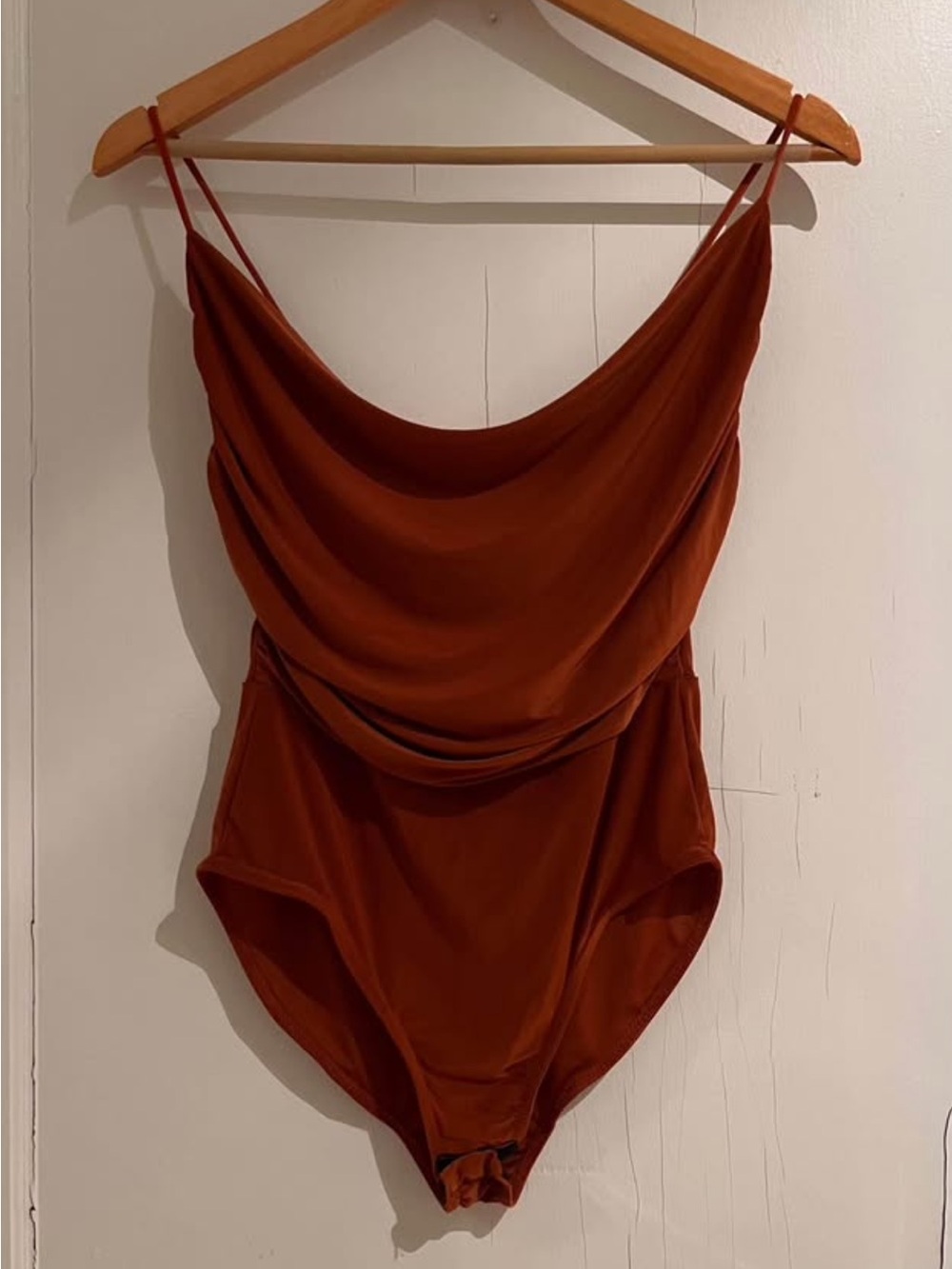 Nasty Gal Rust Draped Cowl Bodysuit